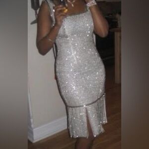 Elegant Silver Sequin Dress